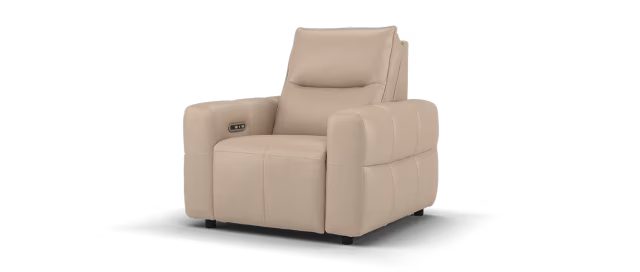 Sofology Sanctuary Leather Chair Power Recliner/Headrest in Trusty Embossed Mushroom