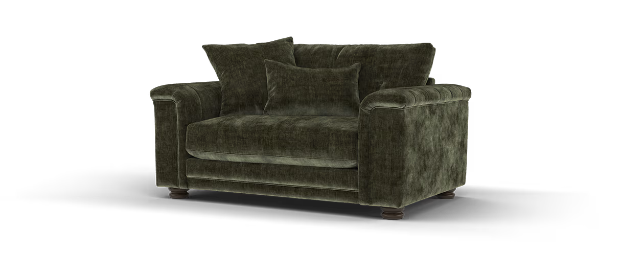 Sofology Regency Fabric Loveseat in  Plain All Over Olive Without Studs
