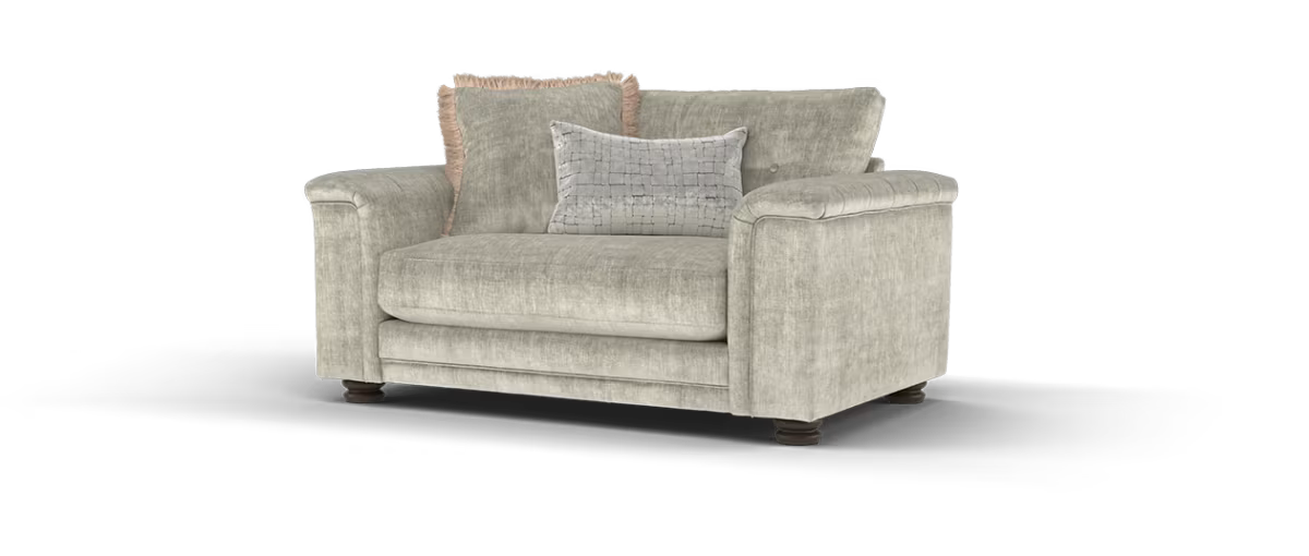 Sofology Regency Fabric Loveseat Foam Seat in Luxe Chenille Stone Mix