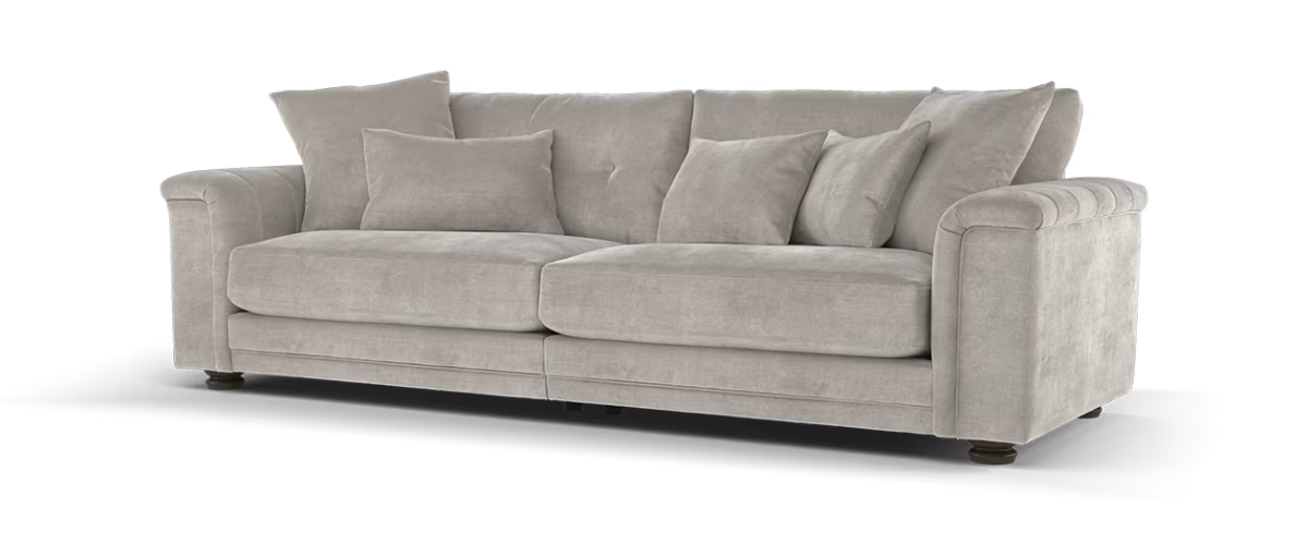 Sofology Regency Fabric 4 Seater Split Foam Seats in Fine Textured Chenille Stone