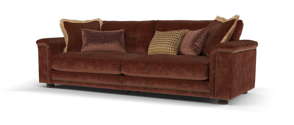 Sofology Regency Fabric 4 Seater Split Foam Seats in Luxe Chenille Burgundy Mix