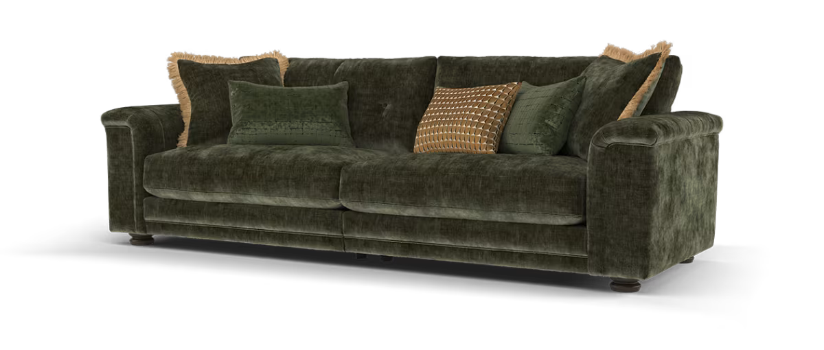 Sofology Regency Fabric 4 Seater Split Foam Seats in Luxe Chenille Olive Mix