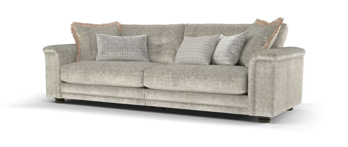 Sofology Regency Fabric 4 Seater Split Foam Seats in Luxe Chenille Stone Mix