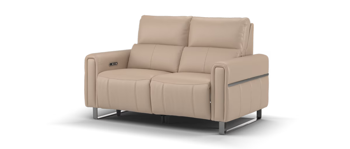 Sofology Ravello Leather 2 Seater Power Recliner/Headrest in Trusty Embossed Mushroom