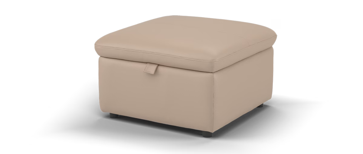 Sofology Riviera Leather Designer Storage Footstool in Trusty Embossed Mushroom