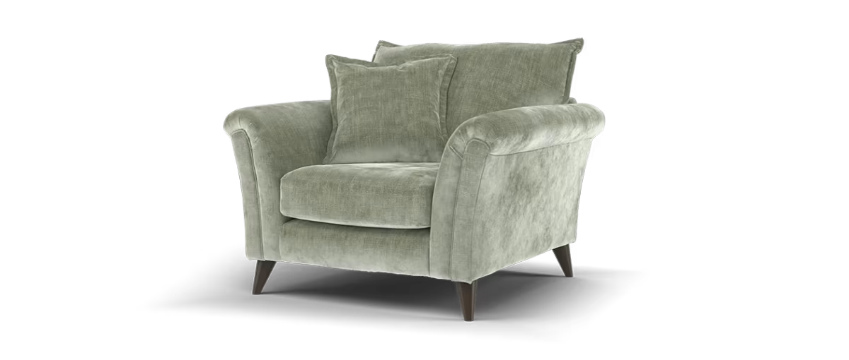 Sofology Beaumont Fabric Chair Foam and Feather Seat in Luxury Chenille Sage