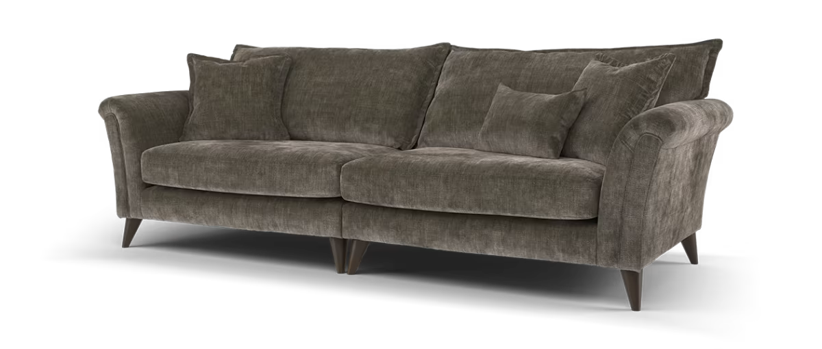 Sofology Beaumont Fabric 4 Seater Split Feather Flex Seats in Luxury Chenille Truffle