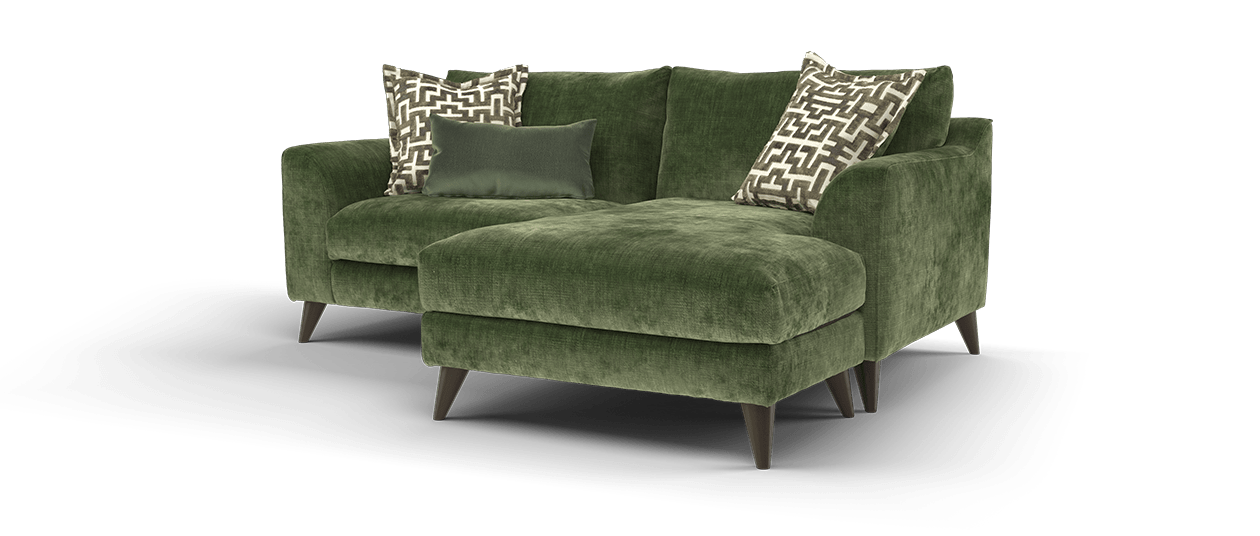 Sofology Mayfair 3 Chaise In Soft Chenille Olive/ Gold Mix