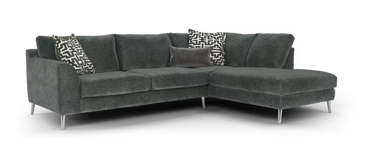 Sofology Mayfair Fabric 3 Corner 1 Chaise in Linen Look Chenille Charcoal/Anthracite Mix