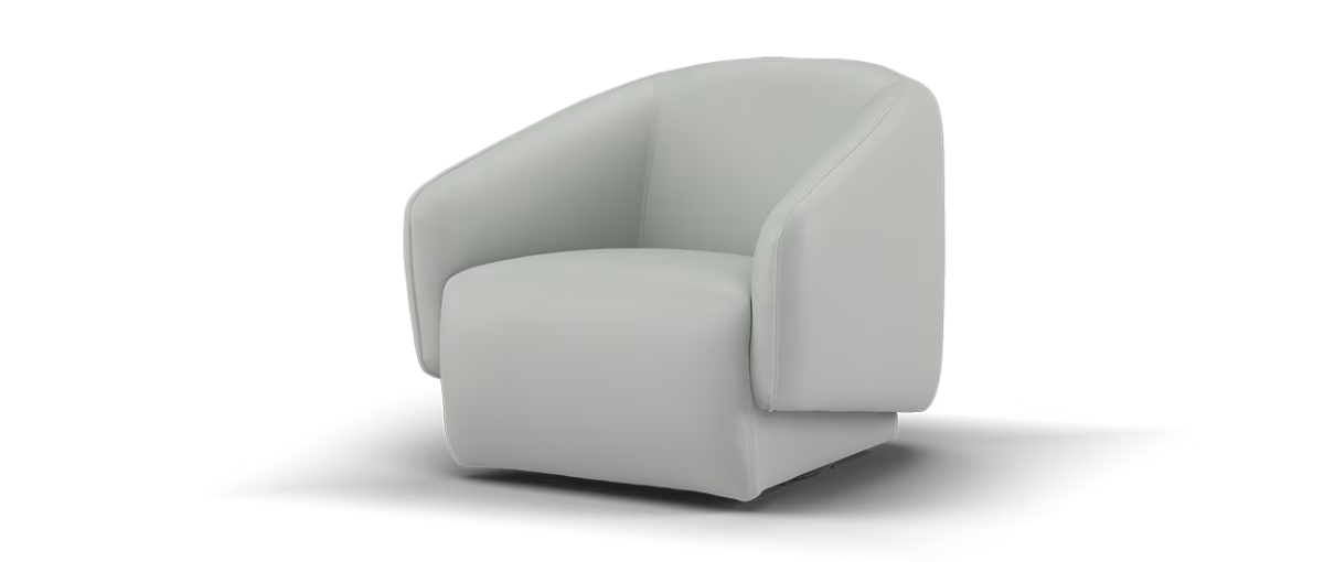 Sofology Larsen Leather Swivel Chair in Trusty Matt Light Grey