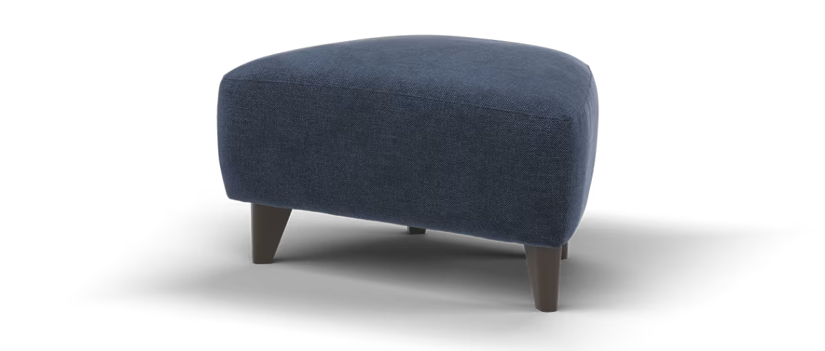 Sofology Larsen Fabric Designer Footstool in Chunky Linen Look Chenille Navy