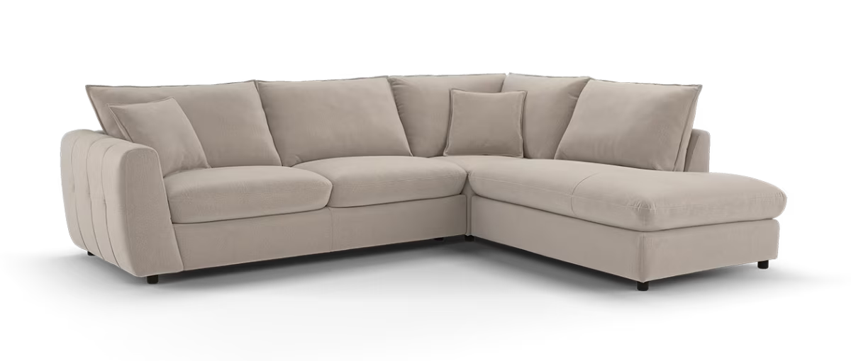 Sofology Hudson Fabric 3 Corner 1.5 Chaise in Lifestyle Flecked Nutmeg