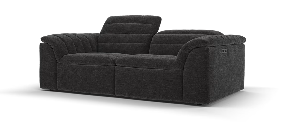 Sofology Olson Fabric 2.5 Seater Power Recliner/Headrest in Luxury Textured Chenille Anthracite