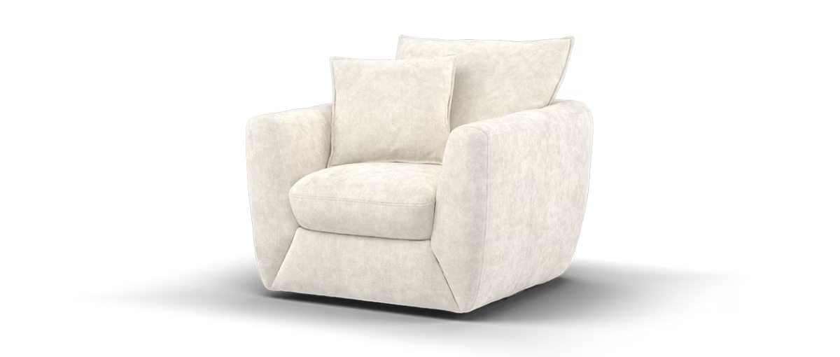 Sofology Hudson Fabric Swivel Chair in Luxury Sherpa Pebble