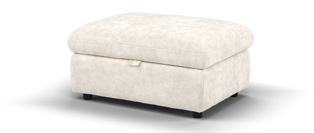 Sofology Hudson Fabric Storage Footstool in Luxury Sherpa Pebble