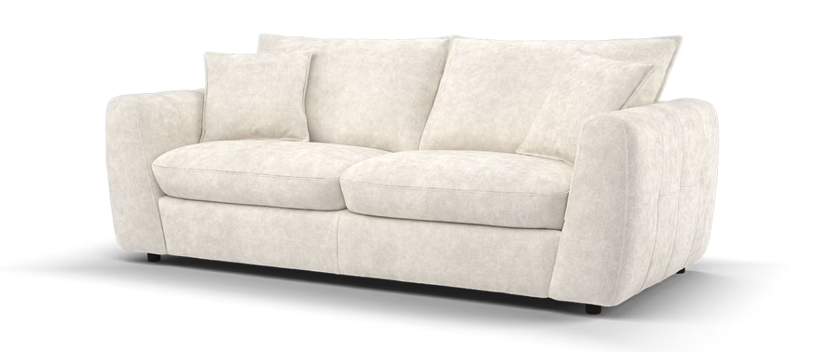 Sofology Hudson Fabric 3 Seater in Luxury Sherpa Pebble
