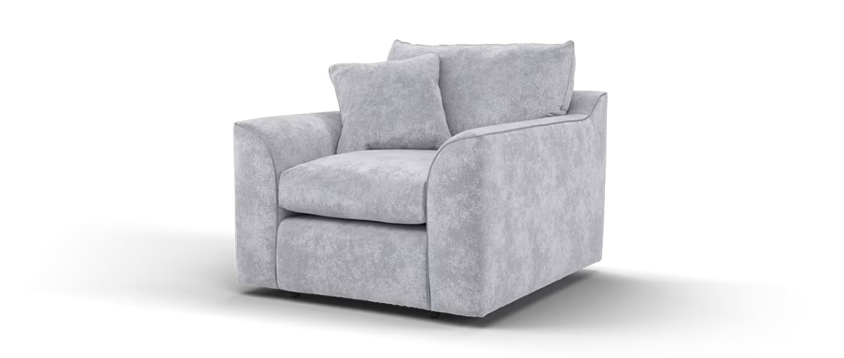 Sofology Georgio Fabric Chair Extra Flex Seat in Lifestyle Plush Chenille Silver Mix