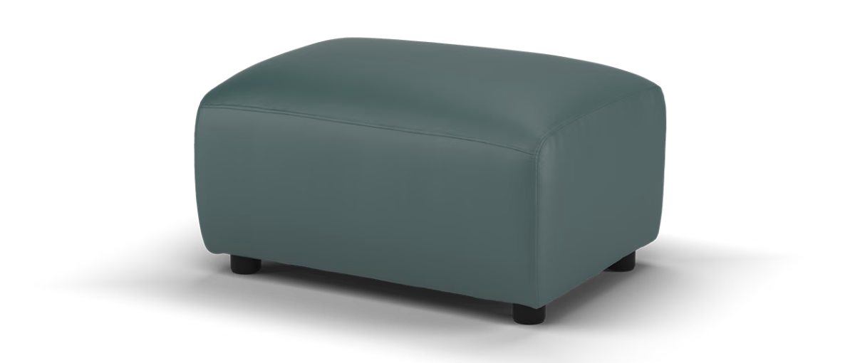 Sofology Drift Leather Designer Footstool in Trusty Embossed Leather Peacock