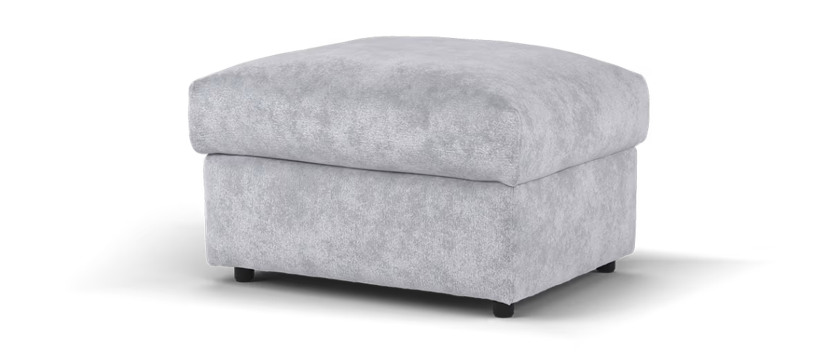 Sofology Georgio Fabric Designer Footstool Extra Flex Interior in Lifestyle Plush Chenille Silver