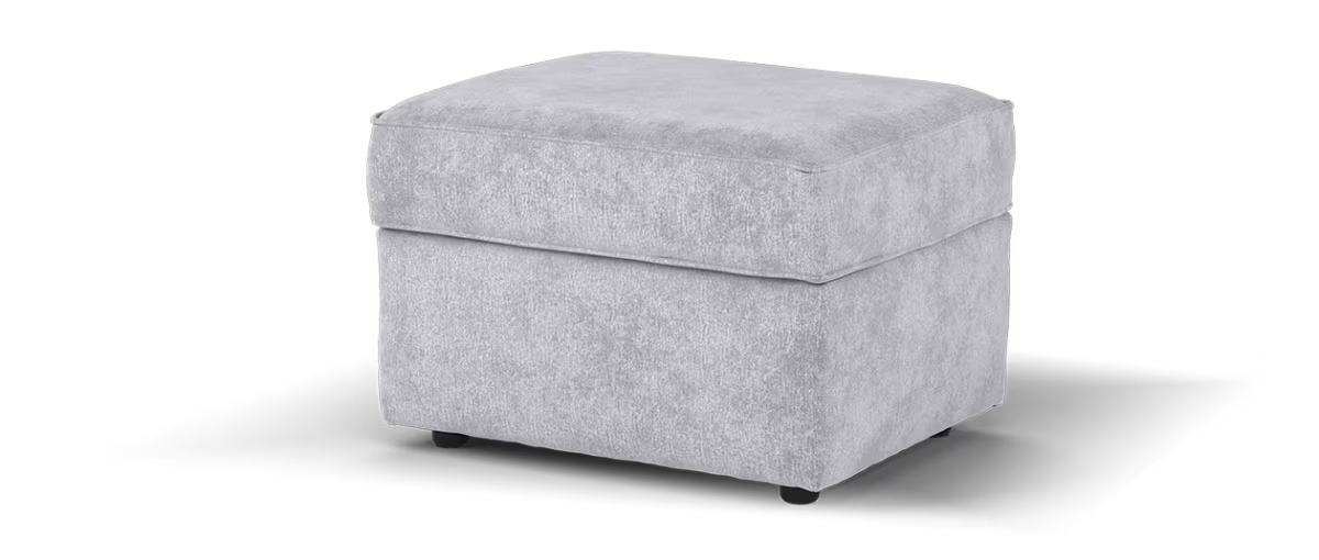 Sofology Georgio Fabric Storage Footstool Feather Flex Interior in Lifestyle Plush Chenille Silver