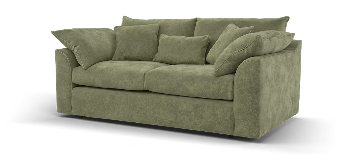 Sofology Georgio Fabric 3 Seater Feather Flex Seats in Luxe Chenille Olive Mix