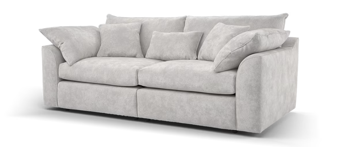Sofology Georgio Fabric 4 Seater Split Feather Flex Seats in Lifestyle Plush Chenille Stone Mix