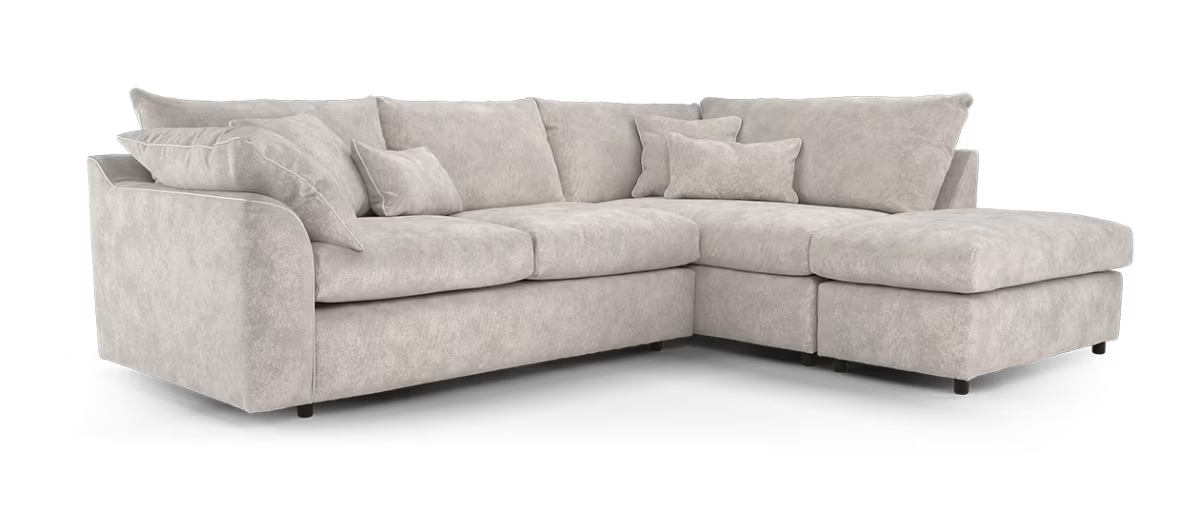 Sofology Georgio 3 Corner 1 Terminal Feather Flex Seats in Lifestyle Plush Chenille Wicker Mix