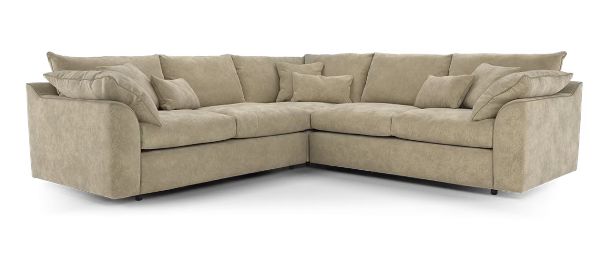 Sofology Georgio Fabric 3 Corner 3 Feather Flex Seats in Lifestyle Plush Chenille Barley Mix