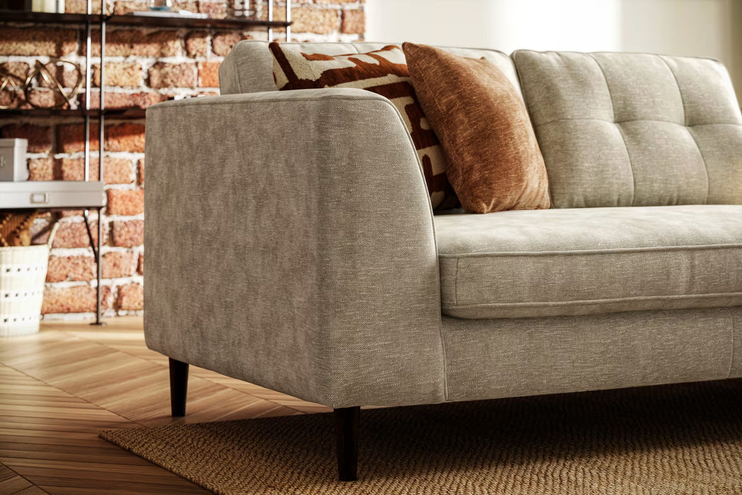 Sofology Roscoe Fabric 3 Seater Chaise Console in Linen Look Chenille Stone Mix