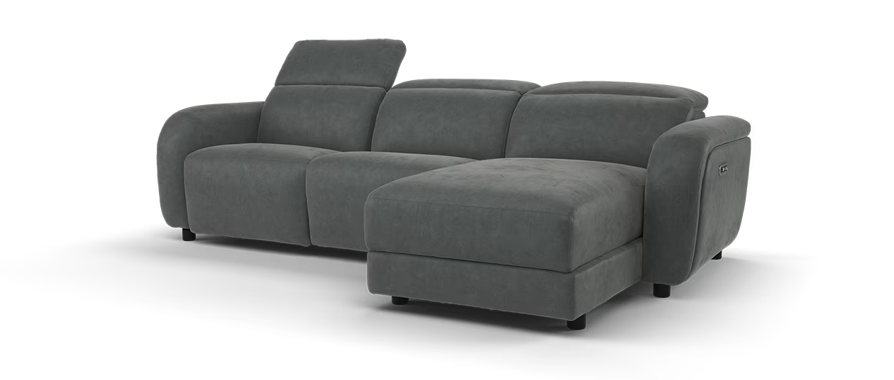 Sofology Drift Fabric 4 Seater Chaise Power Recliner/Headrest in Lifestyle Flecked Charcoal