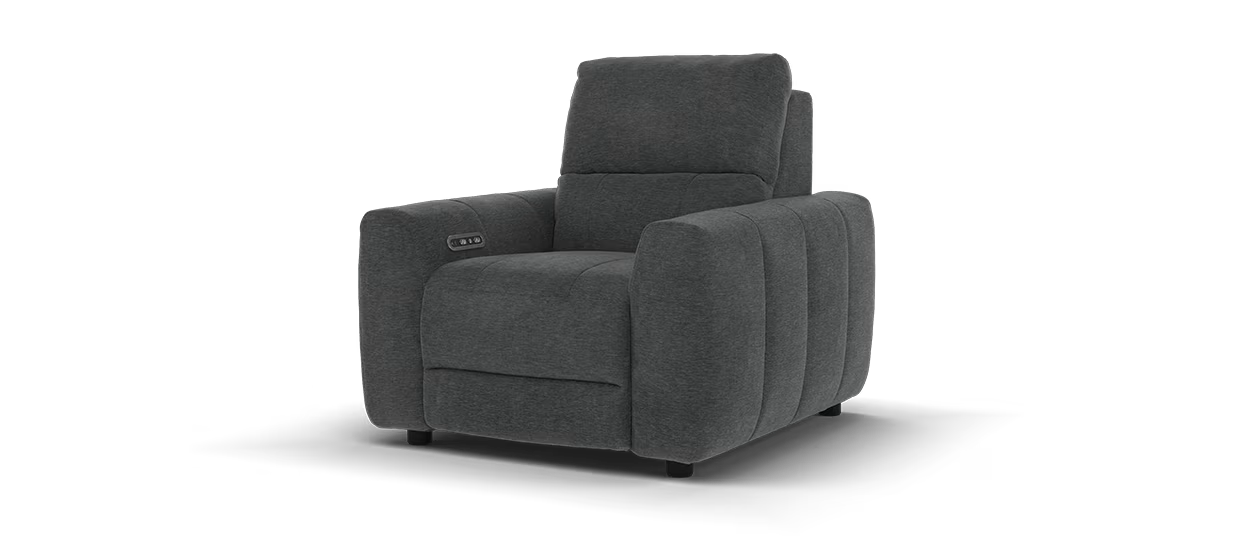 Sofology Portofino Chair with Motion Chaise in Luxury Deep-Pile Chenille Slate