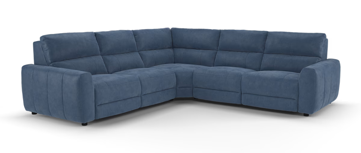 Sofology Portofino Fabric 3 Corner 3 Power Recliner/Headrest in Lifestyle Flecked Navy