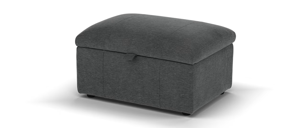 Sofology Portofino Designer Storage Footstool in Luxury Deep-Pile Chenille Slate