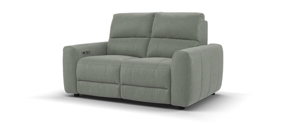 Sofology Portofino Fabric 2 Seater Power Recliner/Headrest in Lifestyle Flecked Stone