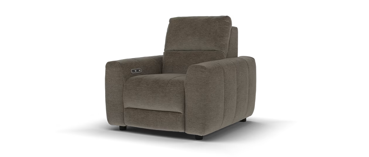 Sofology Portofino Fabric Chair Power Recliner in Mole