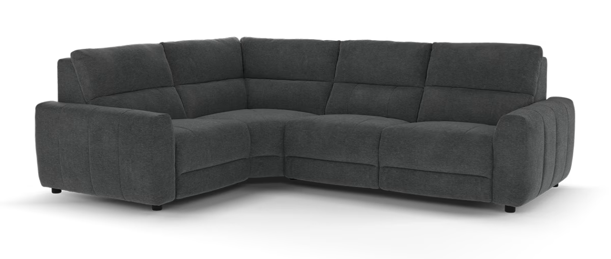 Sofology Portofino Fabric 1.5 Corner 3 Power Recliner/Headrest in Luxury Deep-Pile Chenille Slate