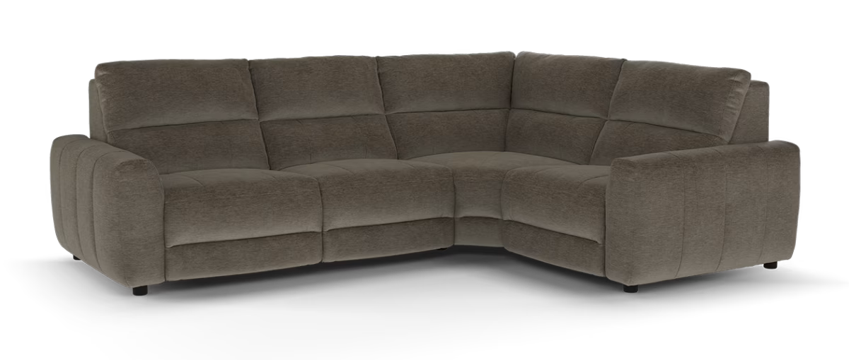 Sofology Portofino Fabric 3 Corner 1.5 Power Recliner/Headrest in Luxury Deep-Pile Chenille Mole