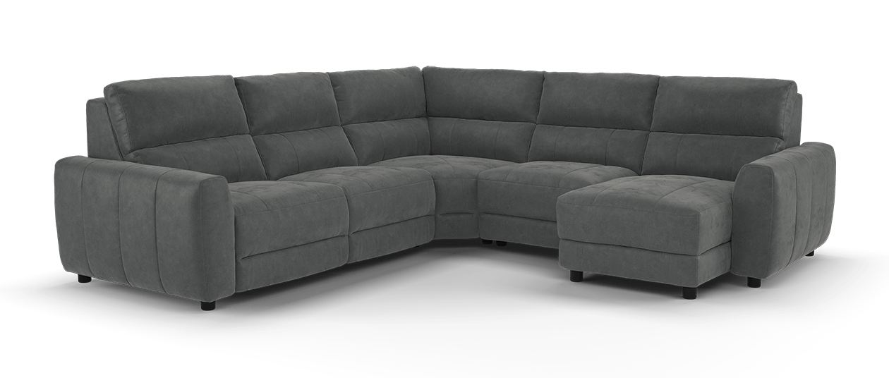 Sofology Portofino 3 Corner 3 Chaise Pow Recliner Sofa, Headrest & Motion Chaise In Lifestyle Flecked Fabric Mocha