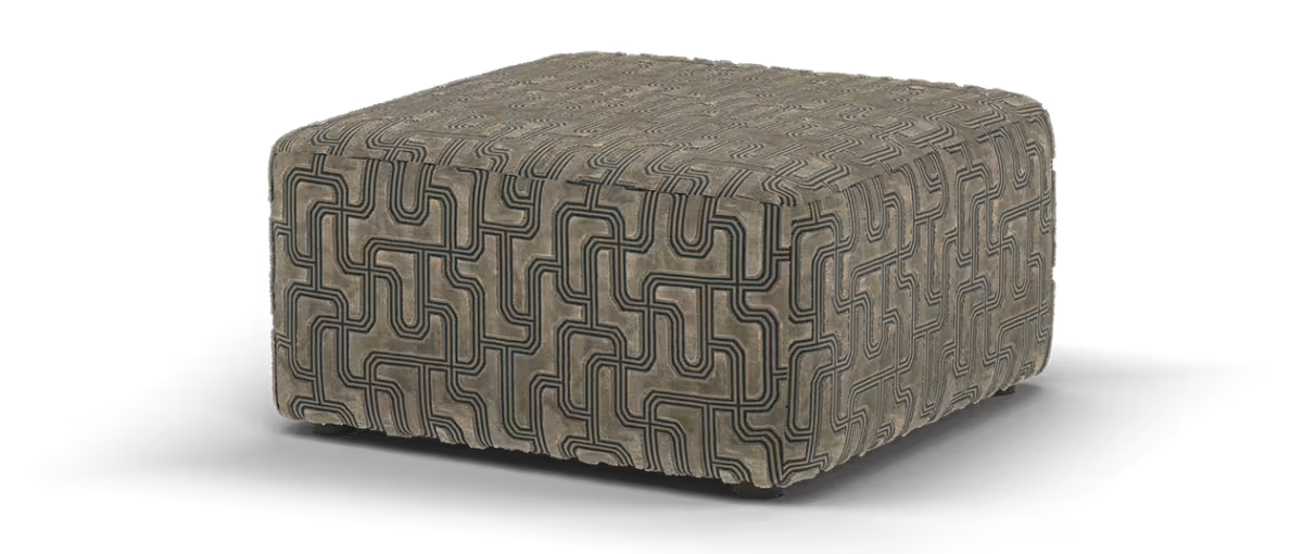 Sofology Castello Fabric Designer Square Footstool in Deco Designer Antique Gold