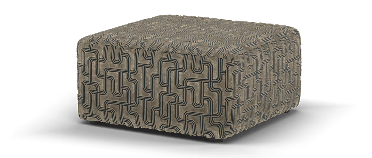 Sofology Castello Fabric Square Designer Footstool in Deco Designer Fabric Antique Gold