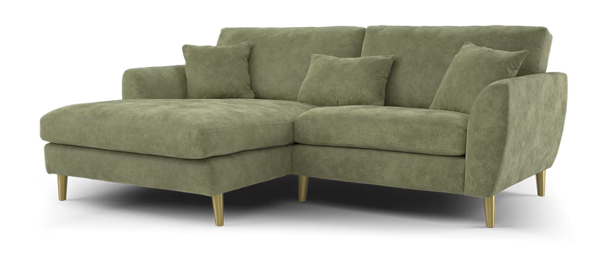 Sofology Hackney Fabric Chaise 4 Seater Sprung Seats in Lifestyle Plush Chenille Olive