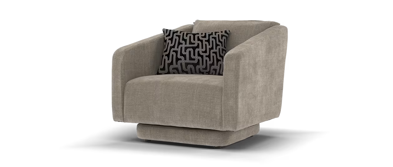 Sofology Castello Fabric Swivel Chair in Soft Chenille Latte Mix