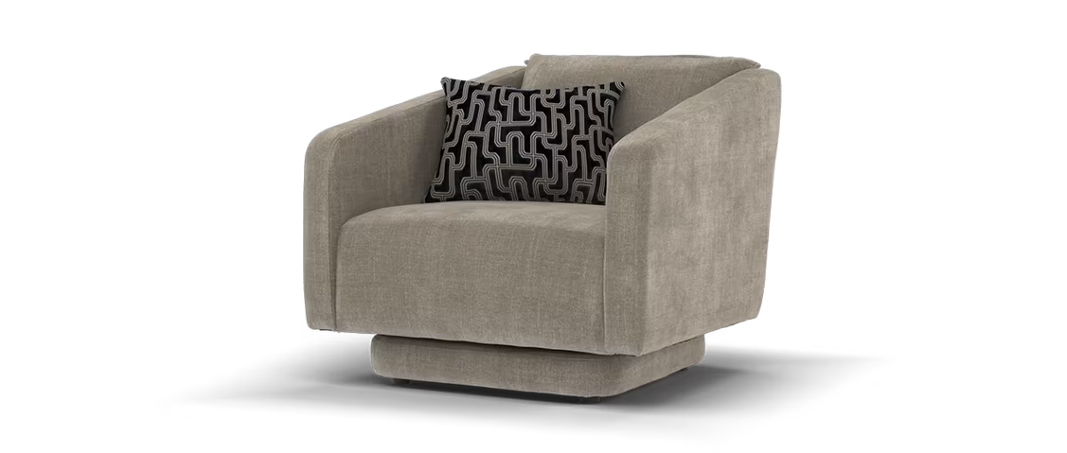 Sofology Castello Fabric Swivel Chair in Castello Soft Chenille Latte Mix