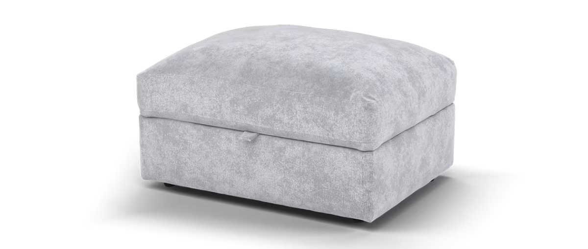Sofology Moderna Fabric Storage Footstool Extra Flex Interior in Soft Slub Chenille Silver