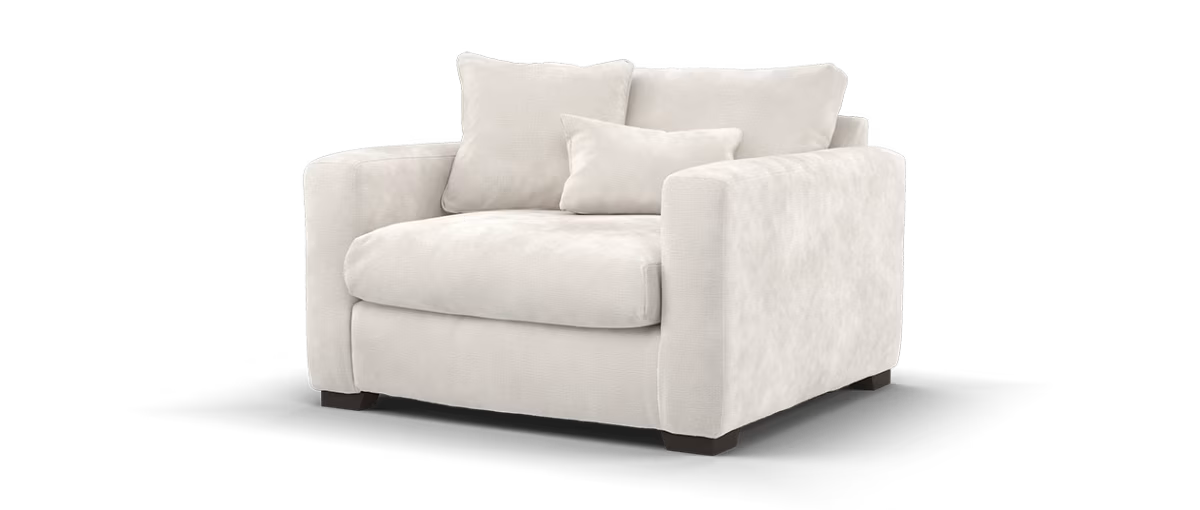Sofology Moderna Fabric Loveseat Extra Flex Intrerior in Soft Slub Chenille Ivory
