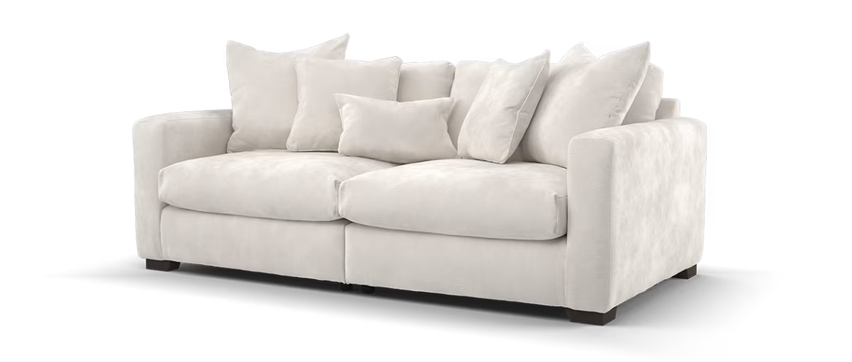 Sofology Moderna Fabric 4 Seater Split Extra Flex Interior in Soft Slub Chenille Ivory