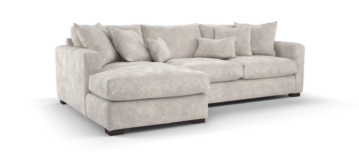 Sofology Moderna Fabric Chaise 4 Seater Extra Flex in Lifestyle Plush Chenille Wicker