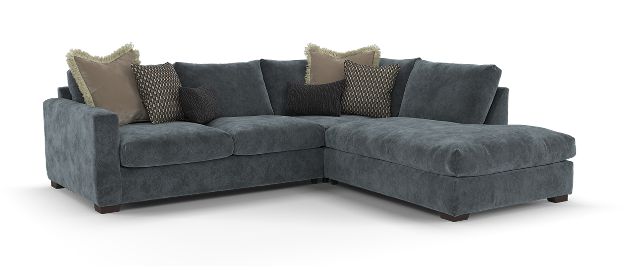 Sofology Moderna 3 Corner 1.5 Chaise in Lifestyle Plush Chenille Slate Mix