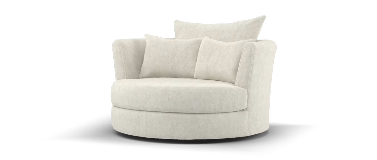 Sofology Castello Fabric Large Swivel Chair in Soft Sherpa Natural