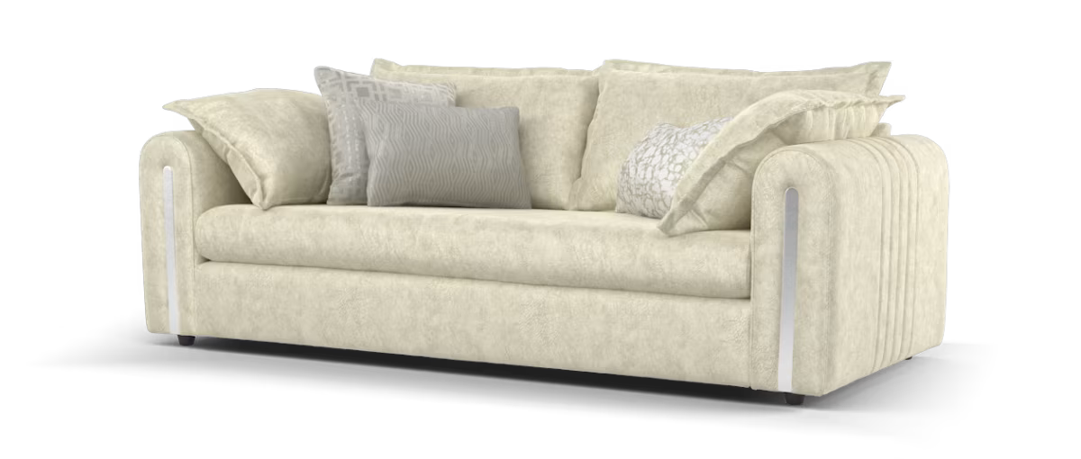 Sofology Savoy Fabric 3 Seater Silver Trim in Lifestyle Dapple Fabric Marble Mix